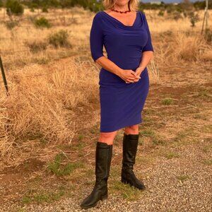 Lauren Ralph Lauren Carleton Azure Cowl Neck Jersey Sheath Dress